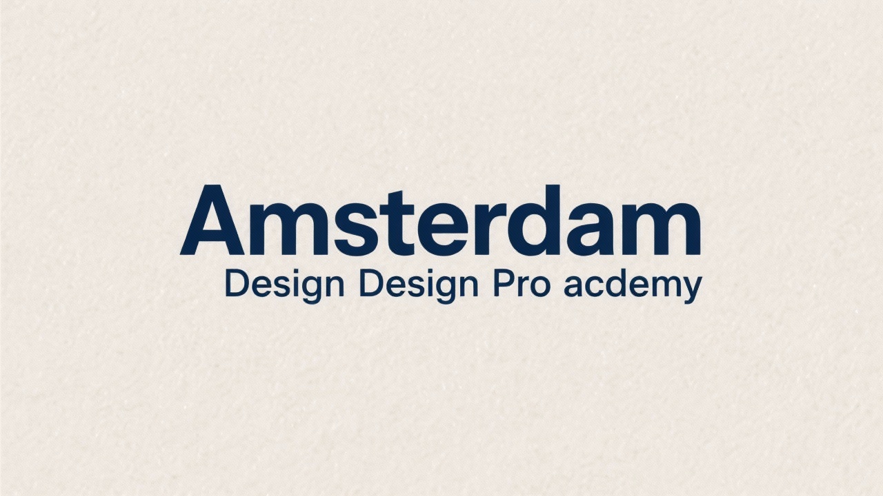 Minimalistic logotype reading Amsterdam UI Design Pro Academy in dark navy typography on a neutral background
